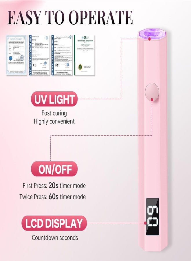 krofaue Mini Handheld UV Light for Gel Nails with Stand, Portable Rechargeable Nail Lamp with 2 Timers, Flash Cure for Rhinestone Glue Decoration at Home DIY, Travel - Image 4